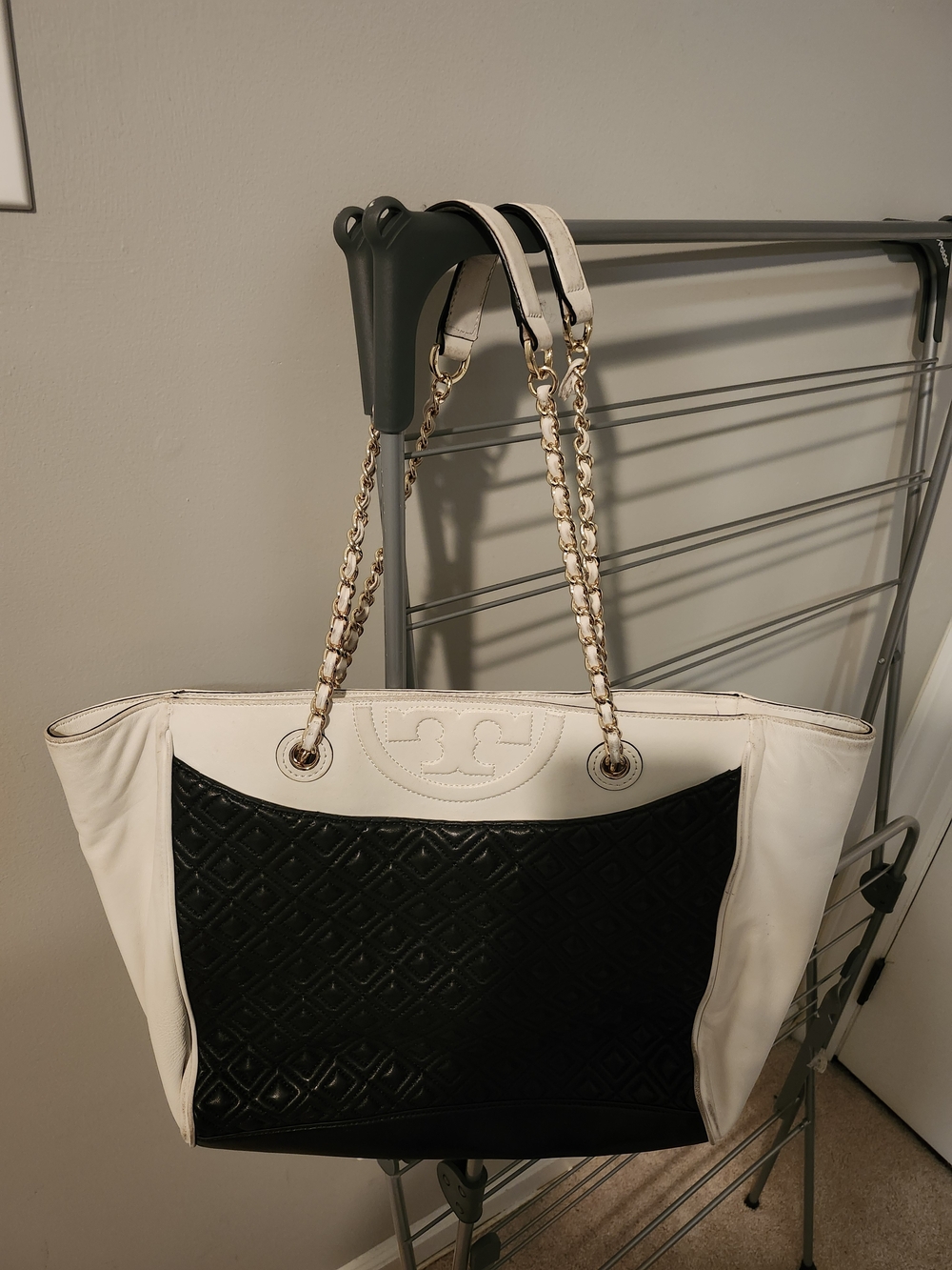 Tory Burch Fleming Quilted Colorblock Chain Tote